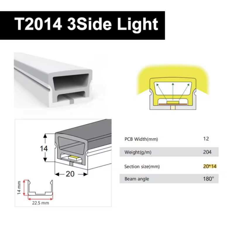Tubo de cuerda LED de Neon flexible    1616 2020 3020 5mts - Imagen 5
