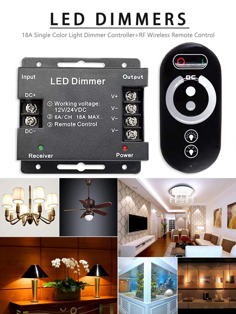 Dimmer regulador de voltaje ajustable para tira de luces LED 12-24V 30A  360W - Weiled Iluminación