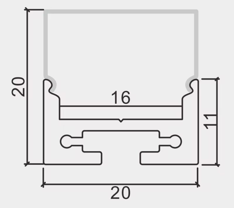 Perfil de Aluminio 20x20mm  2 metros –  Colgante - Imagen 2